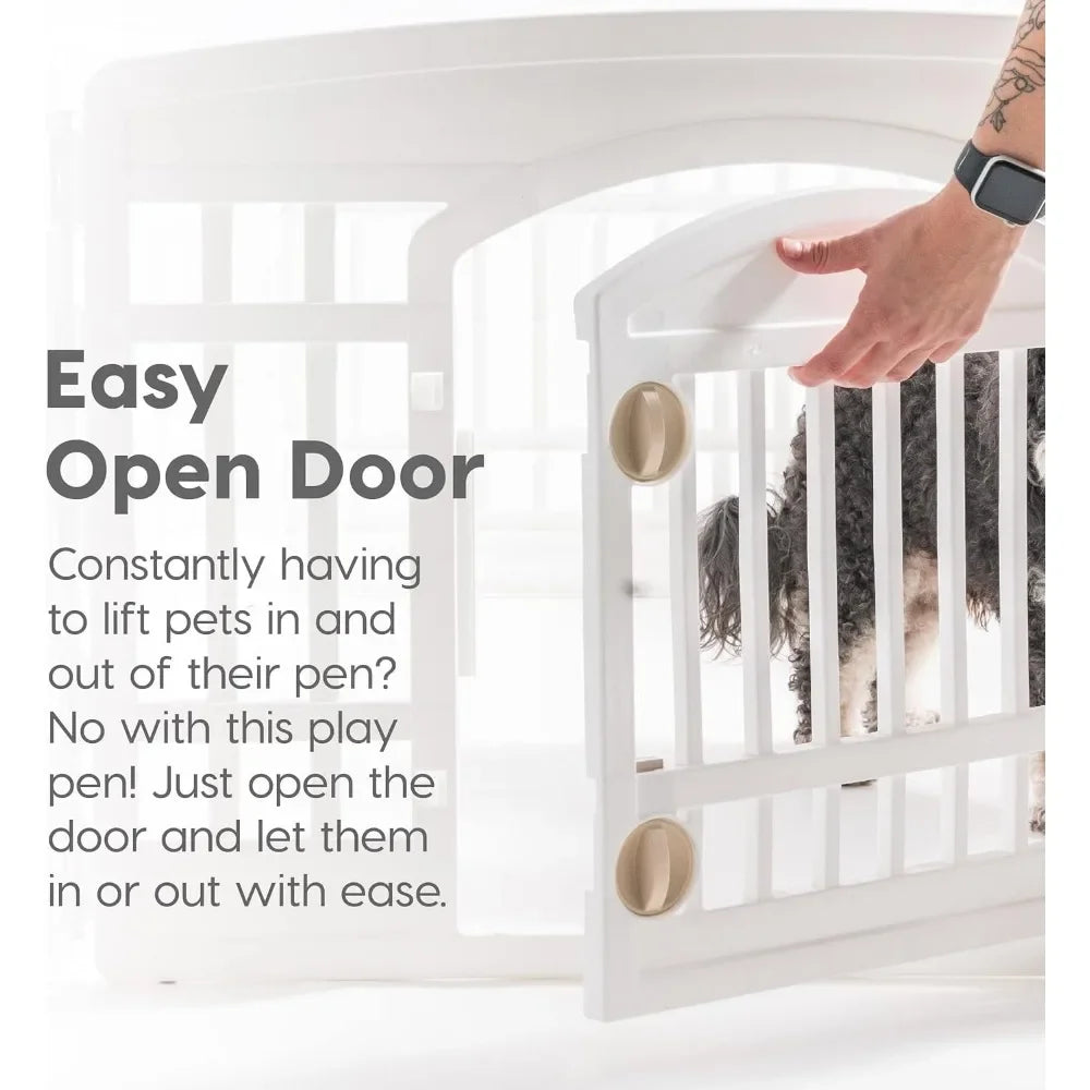 USA Dog Playpen, 4-Panel 24" Pet Playpen with Door, Puppy Playpen, Indoor/Outdoor Dog Pen, 35 x 35 x 24, Foldable