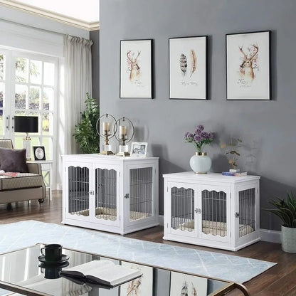 Dog Crate Modern Decorative Wood Wire Pet House Dog Cage End Side Table