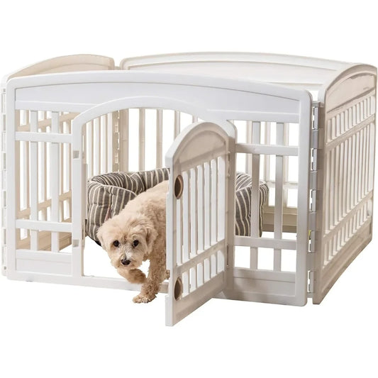 USA Dog Playpen, 4-Panel 24" Pet Playpen with Door, Puppy Playpen, Indoor/Outdoor Dog Pen, 35 x 35 x 24, Foldable