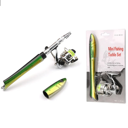 Portable Fish Shaped Fishing Rod with Reel