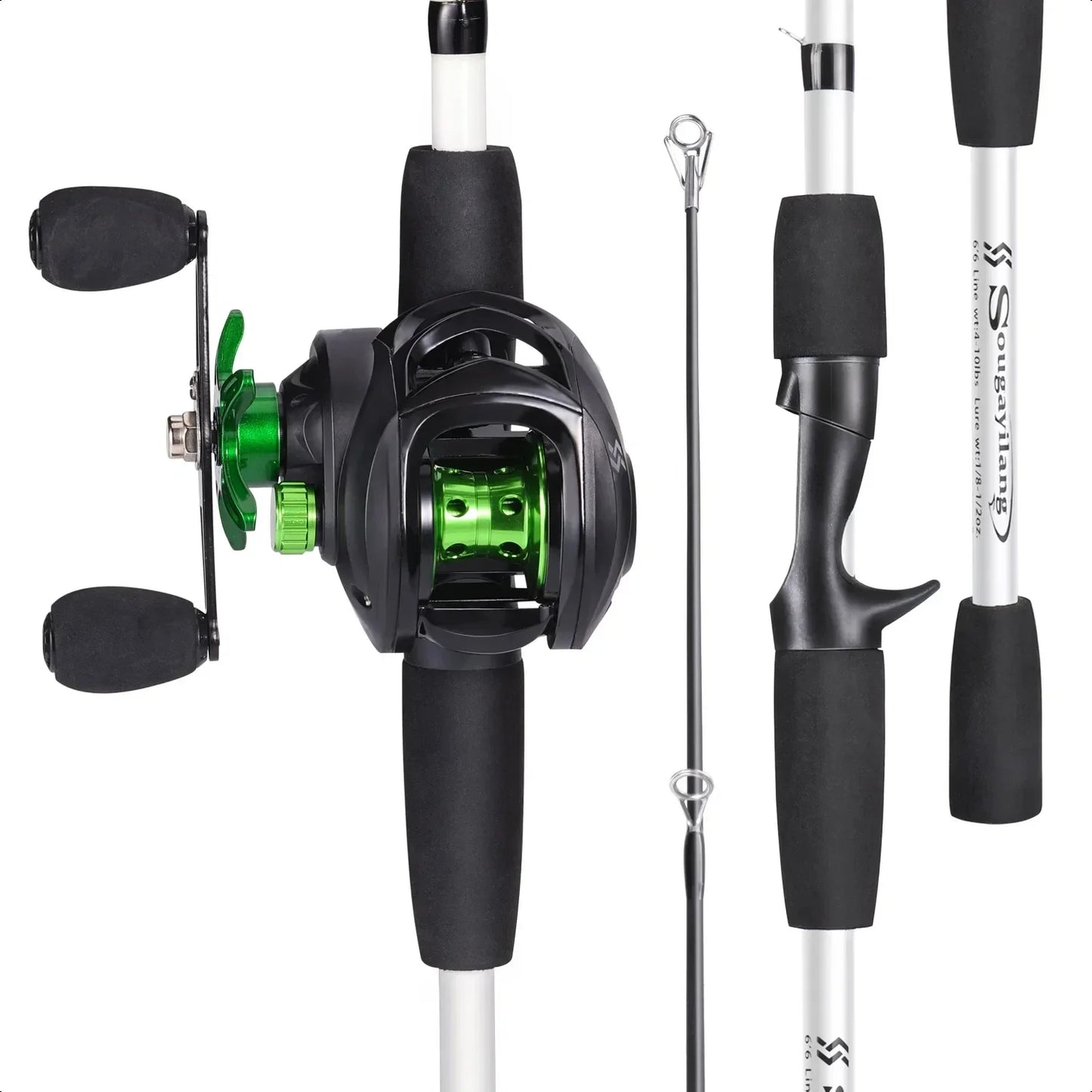 Bait casting Fishing Rod and Reel Set 7.2 1 Gear Ratio Freshwater Bass Fishing