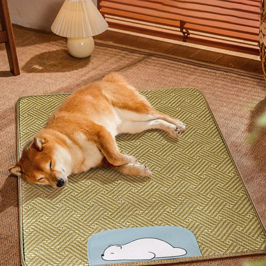 Pet Cool Anti-heat Dog Bed Non-Slip Rattan Mat