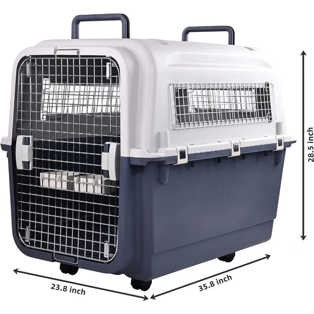Plastic Kennels Rolling Plastic Airline Approved Wire Door Travel  Crate