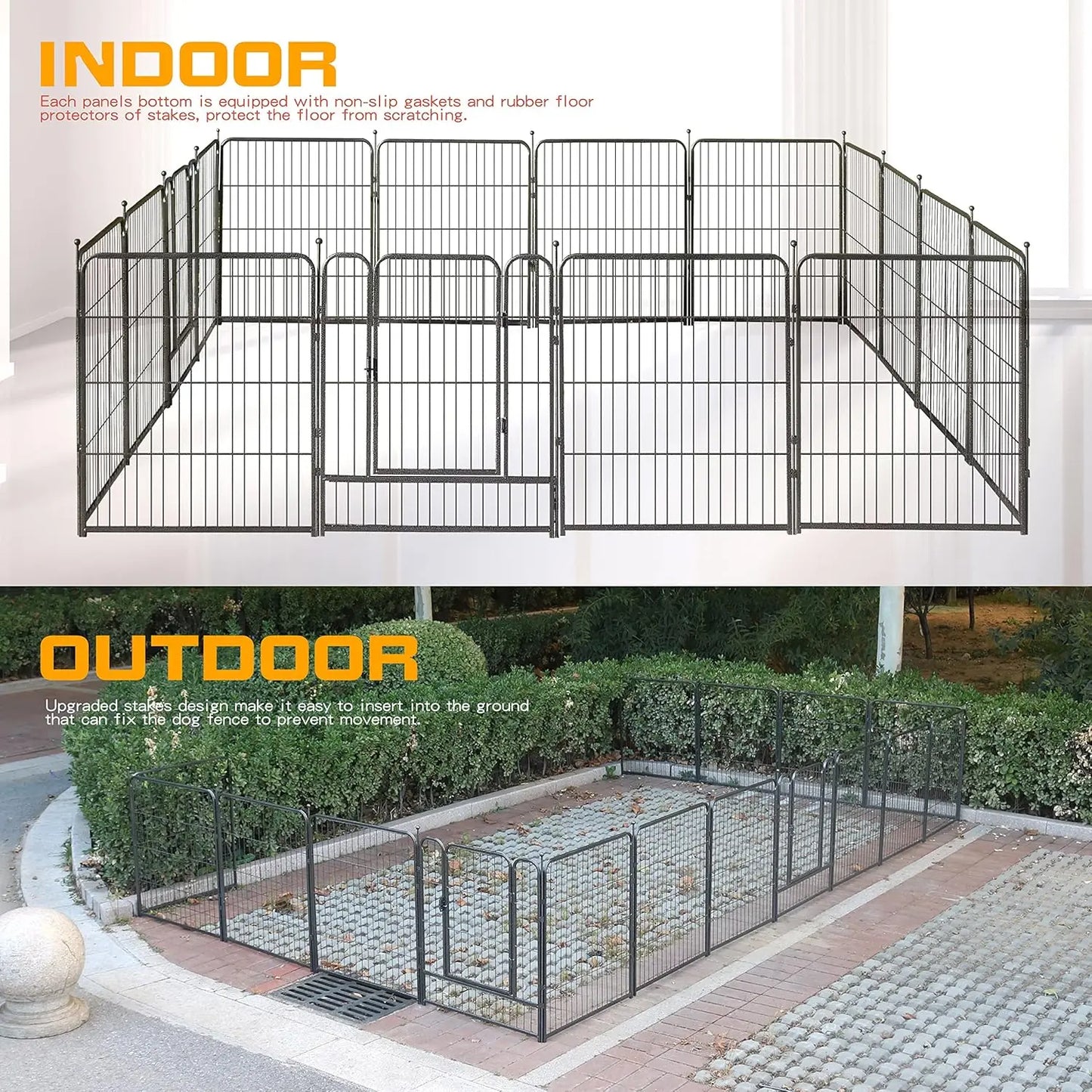 Dog Playpen,32/40/45 Inch Height in Heavy Duty, Folding Indoor Outdoor Anti-Rust Dog Exercise Fence