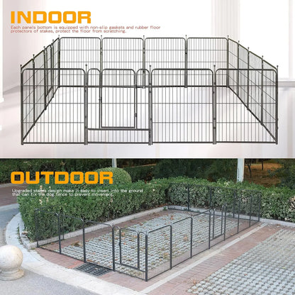 Dog Playpen,32/40/45 Inch Height in Heavy Duty, Folding Indoor Outdoor Anti-Rust Dog Exercise Fence
