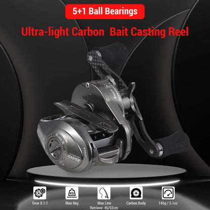 Bait Casting Reel Ultra-light 5+1 High-speed 8.1:1 Gear 6kg Fishing Reel