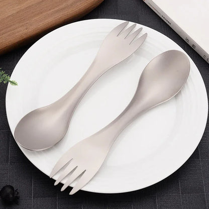 Ultra-light Titanium Spoon Super Hard 2 In 1 Fork Spoon