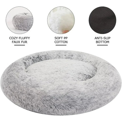 Washable pet bed non slip bottom round fluffy dog bed for extra large dog Free shipping