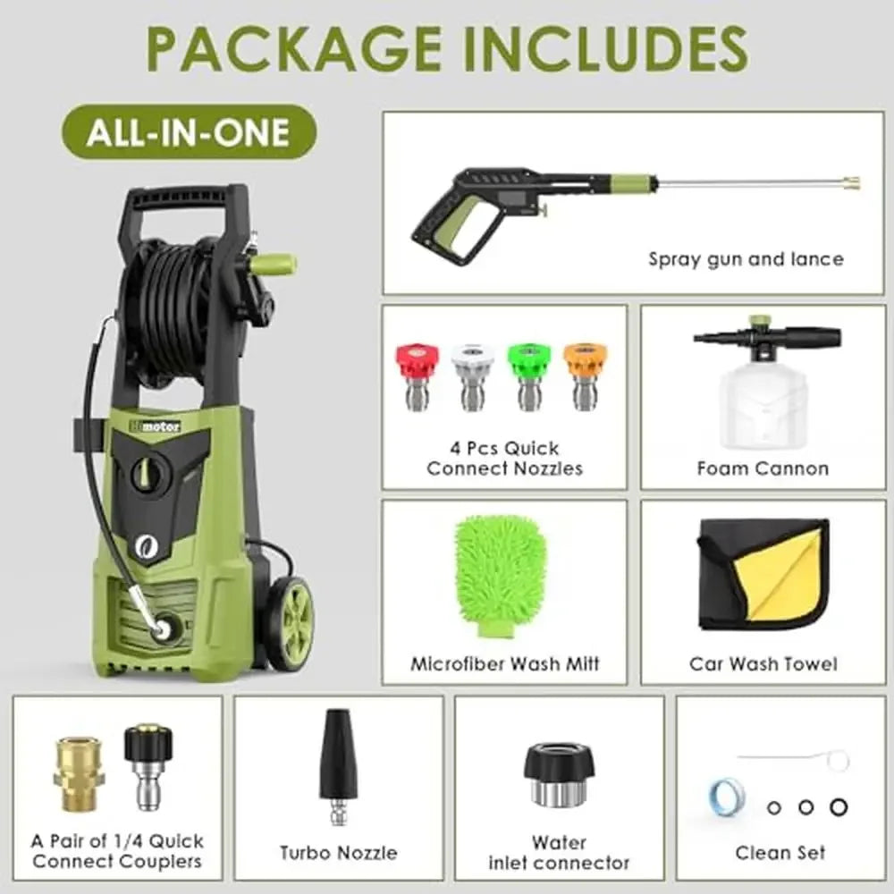 Electric Power Washer 4000PSI 2.8GPM Nozzle Eco-Friendly IPX5 Rated