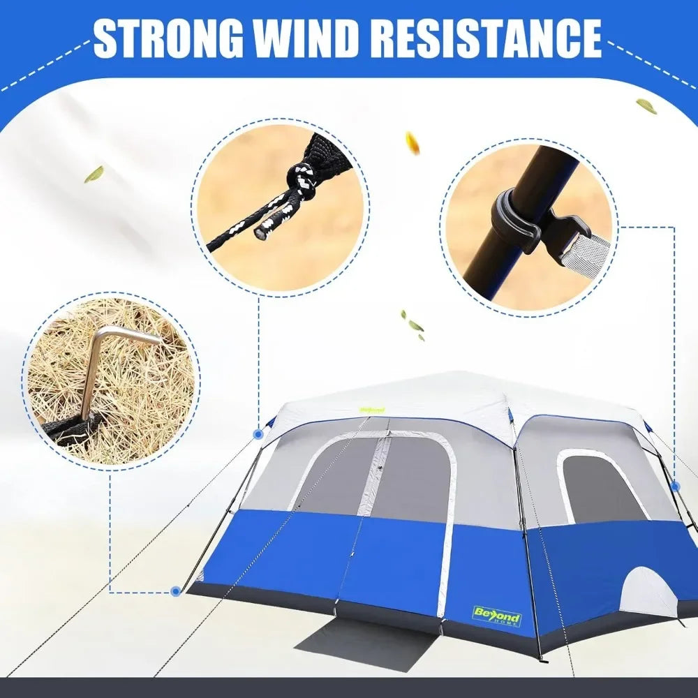 Camping Tent Setup in 60 Seconds with Rainfly & Windproof Tent with Carry Bag