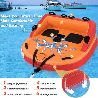 Inflatable Towable Tubes for Boating, 1-2/1-3 Riders Water Sports