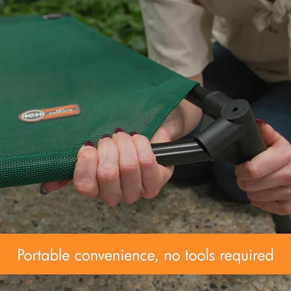 Elevated outdoor dog cot bed, raised cooling bed with washable breathable mesh for extra-large dogs.