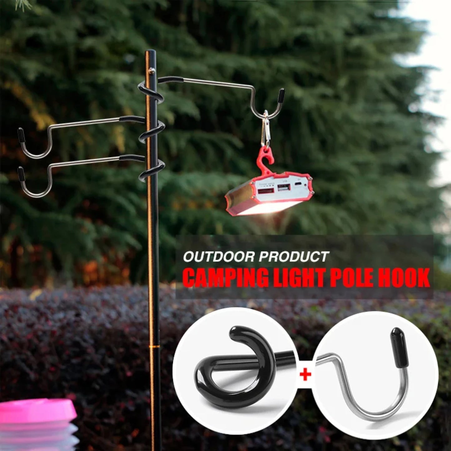 New Camping Light Pole Hook Stainless Steel