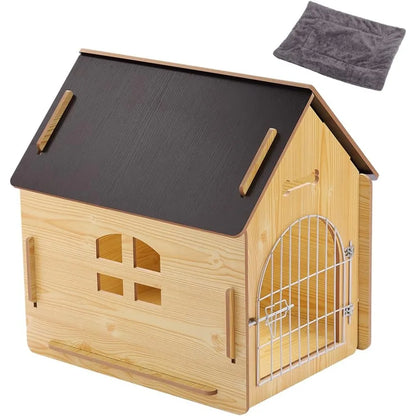 Wooden Pet House for Dogs Indoor and Outdoor Use, Easy Assemble