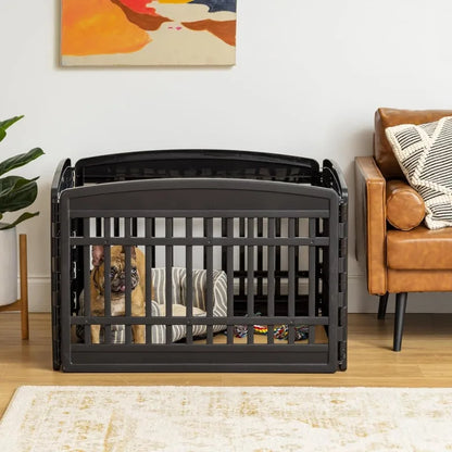 4-Panel 24"  Puppy Playpen, Indoor/Outdoor Dog Pen, 35 x 35 x 24, Foldable, Easy Storing, Black