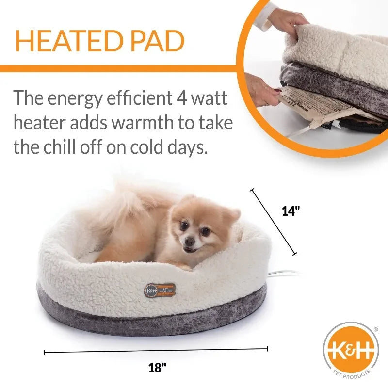 Pet Products - Indoor Heated Dog/Cat Bed Gray 14 X 18 Inches