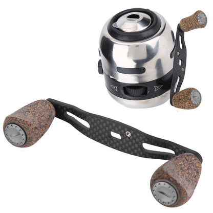 Fishing Reel Handle Wood Knob Carbon Fiber Frame with Fittings Replacement Parts
