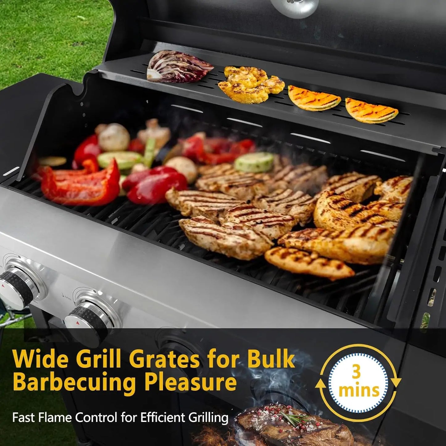 Propane Gas Grill with Side Burner Stainless