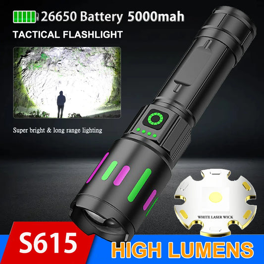 Rechargeable Zoomable Tactical LED Flashlight Super Bright Torch Lantern