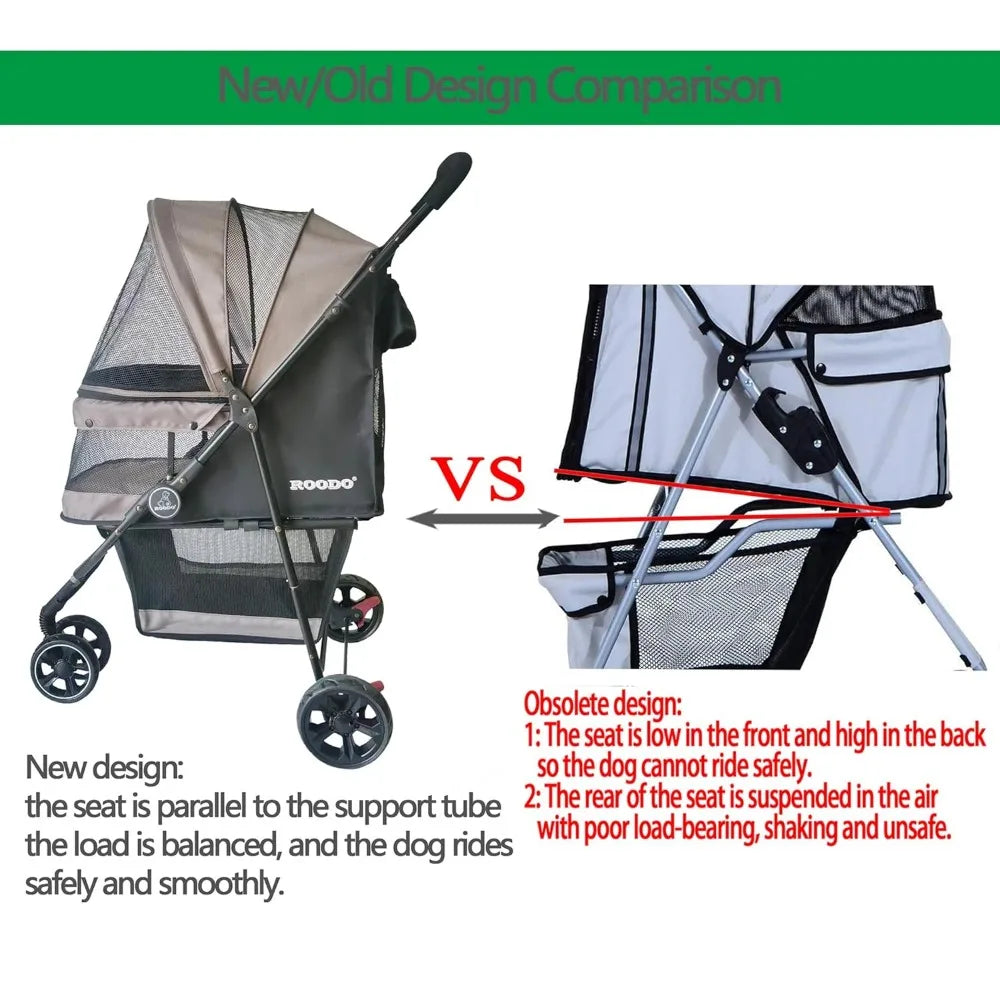 Pet Stroller for Small Dogs and Cats, Lightweight Foldable Jogger Travel System(Grey)