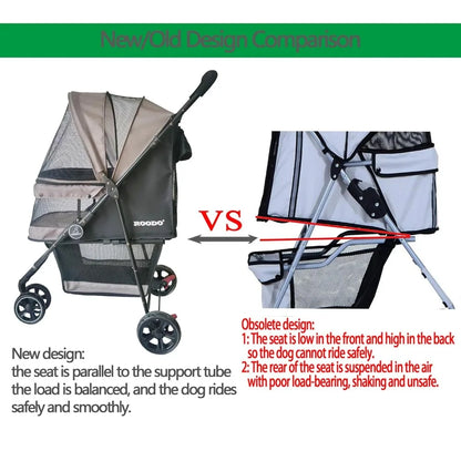 Pet Stroller for Small Dogs and Cats, Lightweight Foldable Jogger Travel System(Grey)