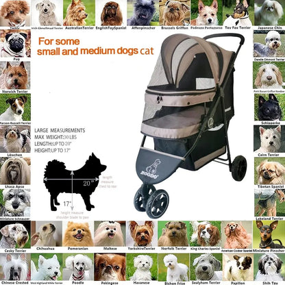 Pet Stroller for Small Dogs and Cats, Lightweight Foldable Jogger Travel System(Grey)