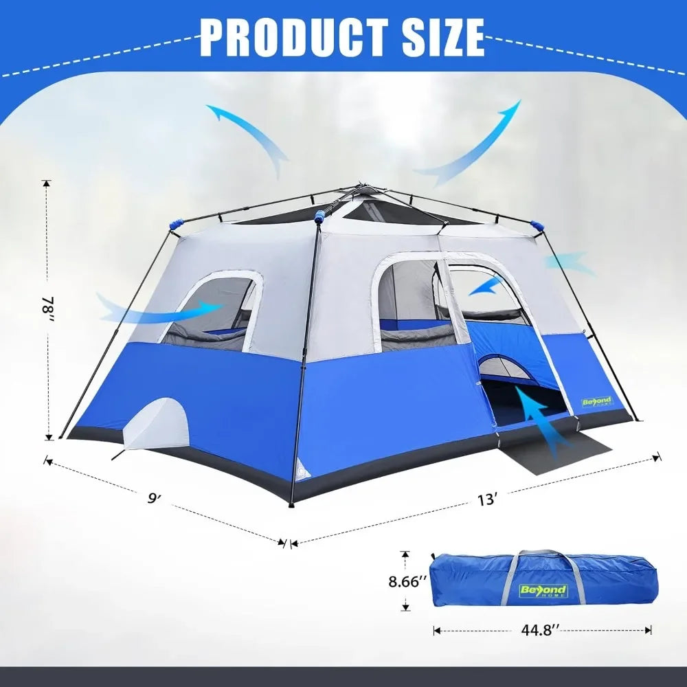 Camping Tent Setup in 60 Seconds with Rainfly & Windproof Tent with Carry Bag