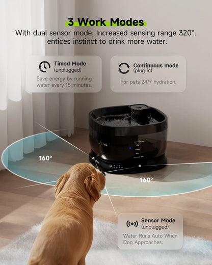 7L Wireless Dog Water Fountain Auto Sensor Drinking Fountain For Dogs & Cats