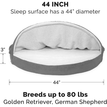 44" Round Orthopedic Dog Bed for Large Dogs w/ Removable Washable Cover, For Dogs Up to 80 lbs - 44.0"L x 44.0"W x 3.0"