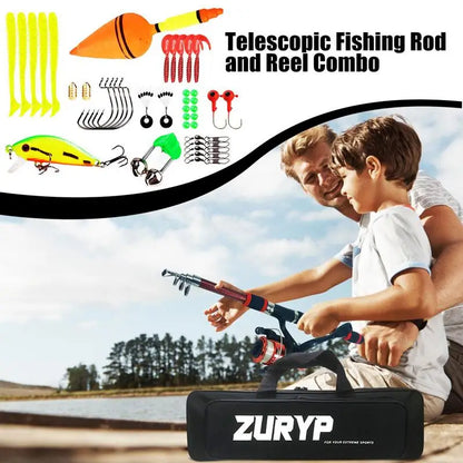 Spinning Fishing Rod And Reel Combo 1.8M Telescopic Rod With Carry Bag